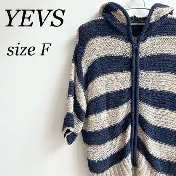YEVS 이브스 집업 니트 가디건 보더 여성용 F