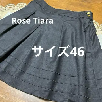 새상품급 빅 사이즈 46 로즈 티아라 허리밴딩 플레어 스커트 블랙