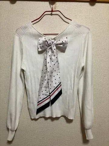 JILLSTUART 질스튜어트 스카프 포함 리브 니트 티셔츠 화이트 F