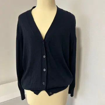 스캐파 네이비 울 100% V넥 가디건