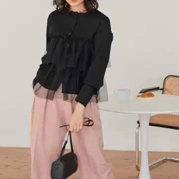 titivate 티어드 프릴 니트 가디건 M 블랙