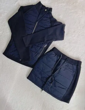 해외 골프 여성용 셋업 충전솜 퀼팅 스커트 x 블루종 방한 겨울