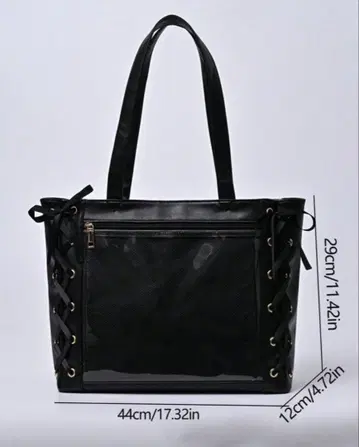 블랙 이타백 토트백 리본 A4 블랙