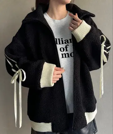 보아 자켓 블랙 프리 사이즈