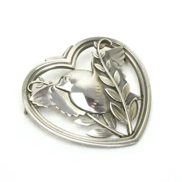 조지 젠슨 239 하트 비둘기 브로치 새 보리 실버 925