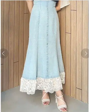머큐리 듀오 레이스 절개 데님 스커트