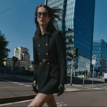 ZARA 블랙 울 혼방 숏 기장 더블 브레스트 코트 XS 사이즈