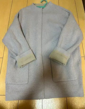 노카라 코트 블루 스카이블루 울 혼방 포켓 38 사이즈