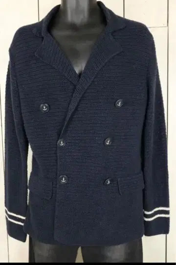 MANDO: 린넨 핸드니트 더블 브레스티드 자켓