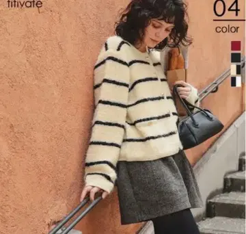 titivate 푸치 루프 골드 버튼 니트 가디건