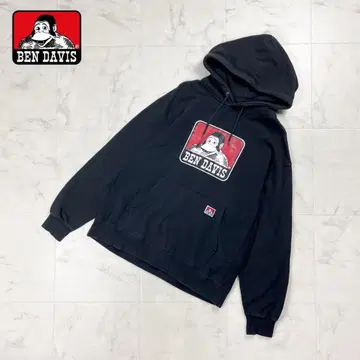 BEN DAVIS 고릴라 아이콘 프린트 풀오버 후드티 블랙 L*HD675