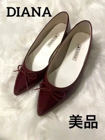 새상품급 DIANA 플랫슈즈 에나멜 스틸레토 22.5cm