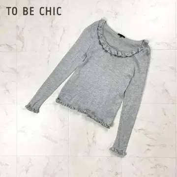 TO BE CHIC 프릴 리브 니트 스웨터 실크 캐시미어 2*HD665