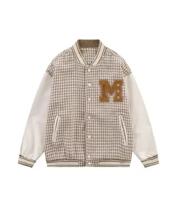 하운드투스 체크 바시티 자켓 M 로고 자수