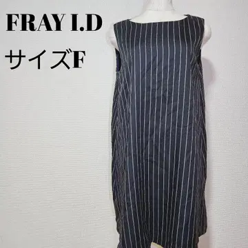 프레이 아이디 스트라이프 원피스 블랙 M 슬리브리스 프레이 출퇴근