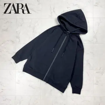 ZARA 긴팔 지퍼 후드티 오버 사이즈 포켓 속기모 블랙 S*HD677