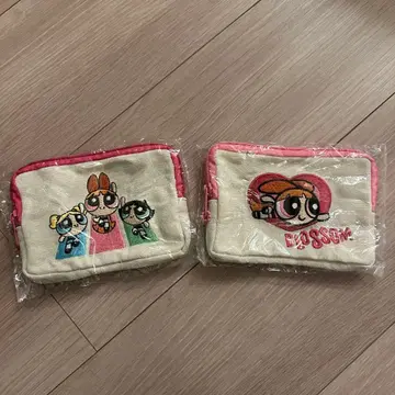 파워퍼프 걸즈 참 포함 자수 파우치 2개 세트