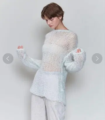 6(ROKU) 나일론 울 메쉬 크루넥 풀오버 니트 민트 블루