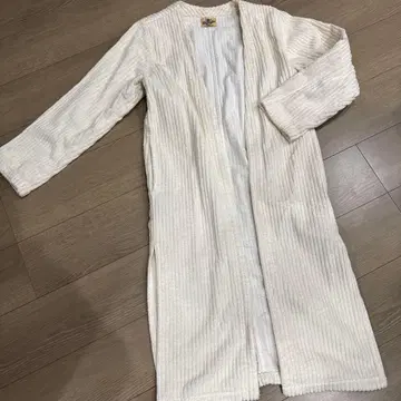 Wrangler 리브 니트 롱 코트 화이트