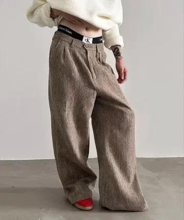 아메리칸 올드 머니 레트로 와이드 레그 루즈 해외 팬츠 플레어