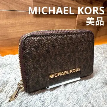새상품급 MICHAEL KORS 컴팩트 지갑 코인 케이스 시그니처