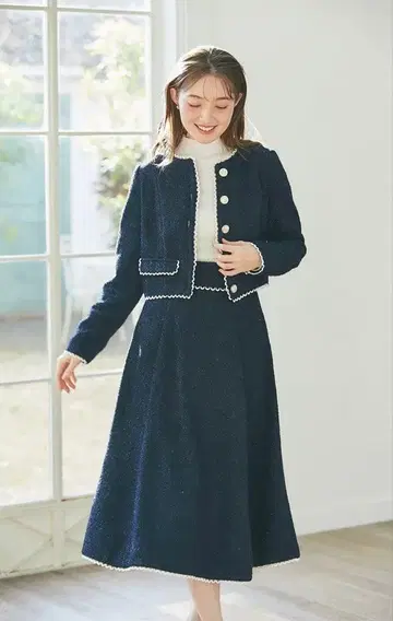 네이비 셋업 스커트 셋업