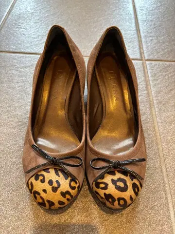 다이애나 펌프스 DIANA 브라운 레오파드 무늬 리본