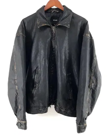 정가 66000엔 BEAMS 가죽 지퍼 블루종