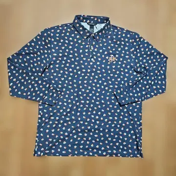 ZOY 최신 가을 겨울 네이비 패턴 무늬 긴팔 피케 셔츠