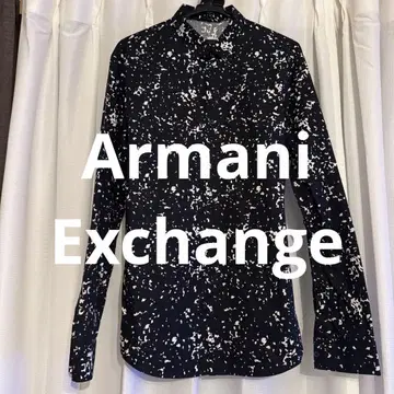 Armani Exchange 긴팔 셔츠 M 블랙 화이트 무늬 클리닝 완료