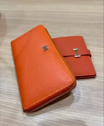 H 로고 장지갑 동전 카드 홀더 세트 오렌지