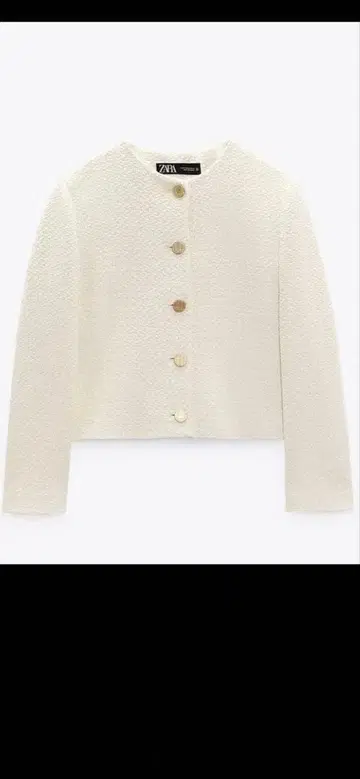 ZARA 골드 버튼 텍스처 블레이저 에크루 xs