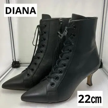 컨디션 최상 DIANA 카프 레이스업 숏부츠 지퍼 가죽 힐
