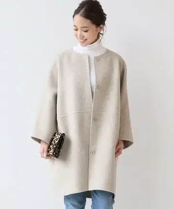 MUSE 두지엠 클라세 Vicvorian 리버 노카라 코트 베이지