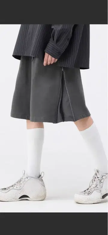 soerte 사이드 지퍼 맨투맨 하프 팬츠