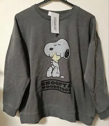 택 포함 미사용품 SNOOPY 스누피 맨투맨 트레이닝복 흑먹색