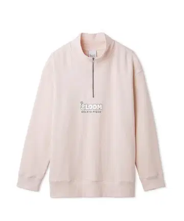 [젤라또피케옴] 8LOOM 로고 쭈리 하프 지퍼 풀오버 핑크 L