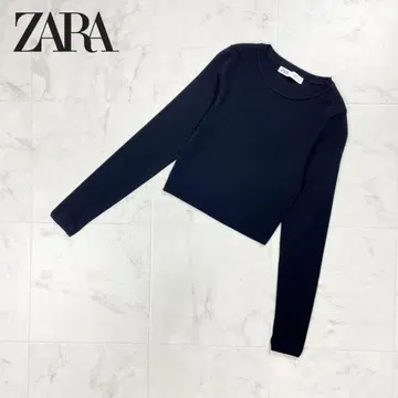 ZARA 긴팔 크롭 리브 니트 숏 기장 컷오프 블랙 M*HD674