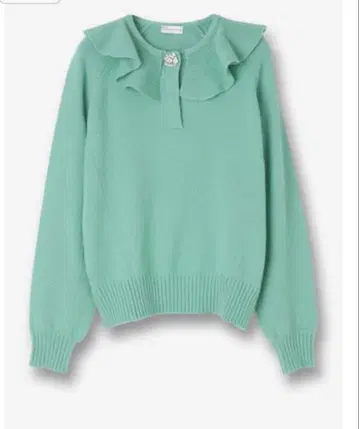 프릴이 달린 민트 그린 니트 스웨터