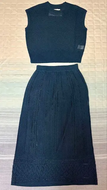 블루그린 니트 셋업