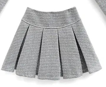 그레이 플레어 스커트 트위드풍