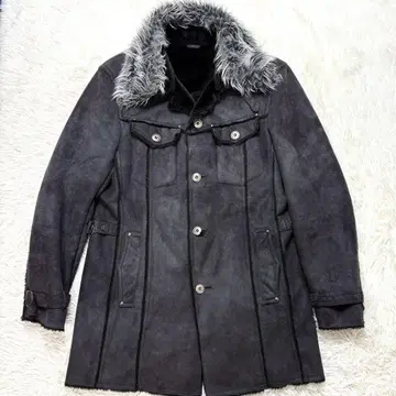 [레어] MOSSIMO Y2K 00s 그런지 페이크 무스탕 코트 XL