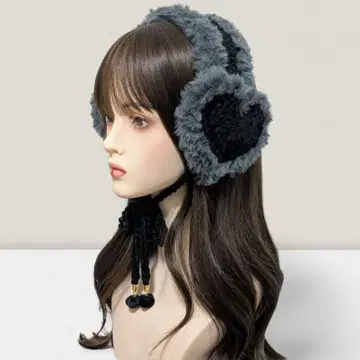 핸드메이드 귀도리 하트 그레이 블랙 귀마개 니트