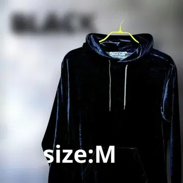 [ 미착용 ] 블랙 벨벳 후드티 포켓 블랙 M