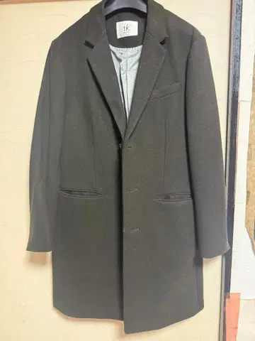 다크 그레이 체스터 코트 울 혼방