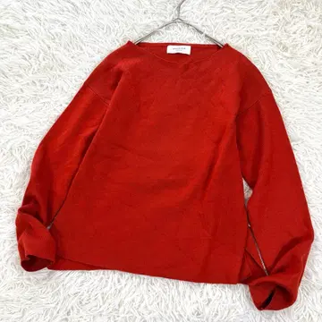 오파크 클립 보트넥 니트 선명한 오렌지 워셔블