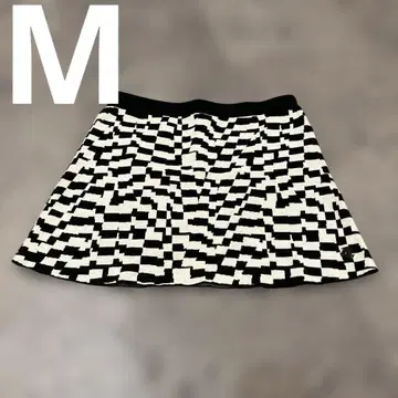 데상트 골프 니트 스커트 격자 무늬 블랙 화이트 M 사이즈