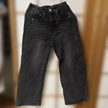 CLEL 리프 스트레이트 데님 팬츠 빈티지 블랙 중고 XS