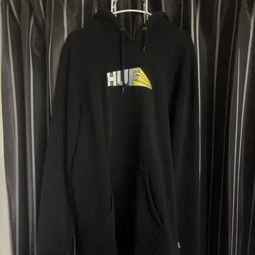 HUF 블랙 후드티 후드 부착