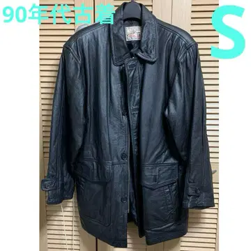남성용 S 가을/겨울 가죽 자켓 블랙 90년대 구제 의류 메루카리 택배